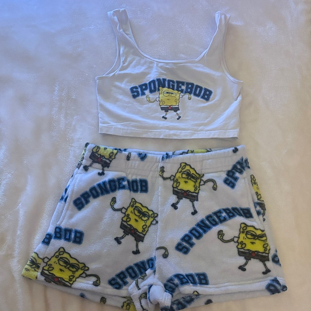 Nickelodeon White and Yellow SpongeBob Pajama Set